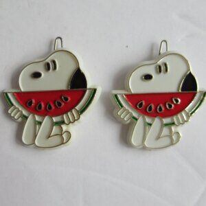 Snoopy Barrettes For Hair  Snoopy Eating Watermelon Hair Clips Vintage Taiwan